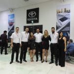 Equipe Toytoa durante coquetel de lançamento do Yaris